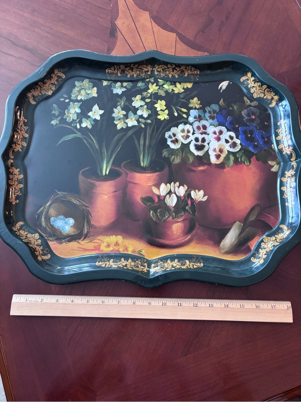 Floral Tole Serving Tray